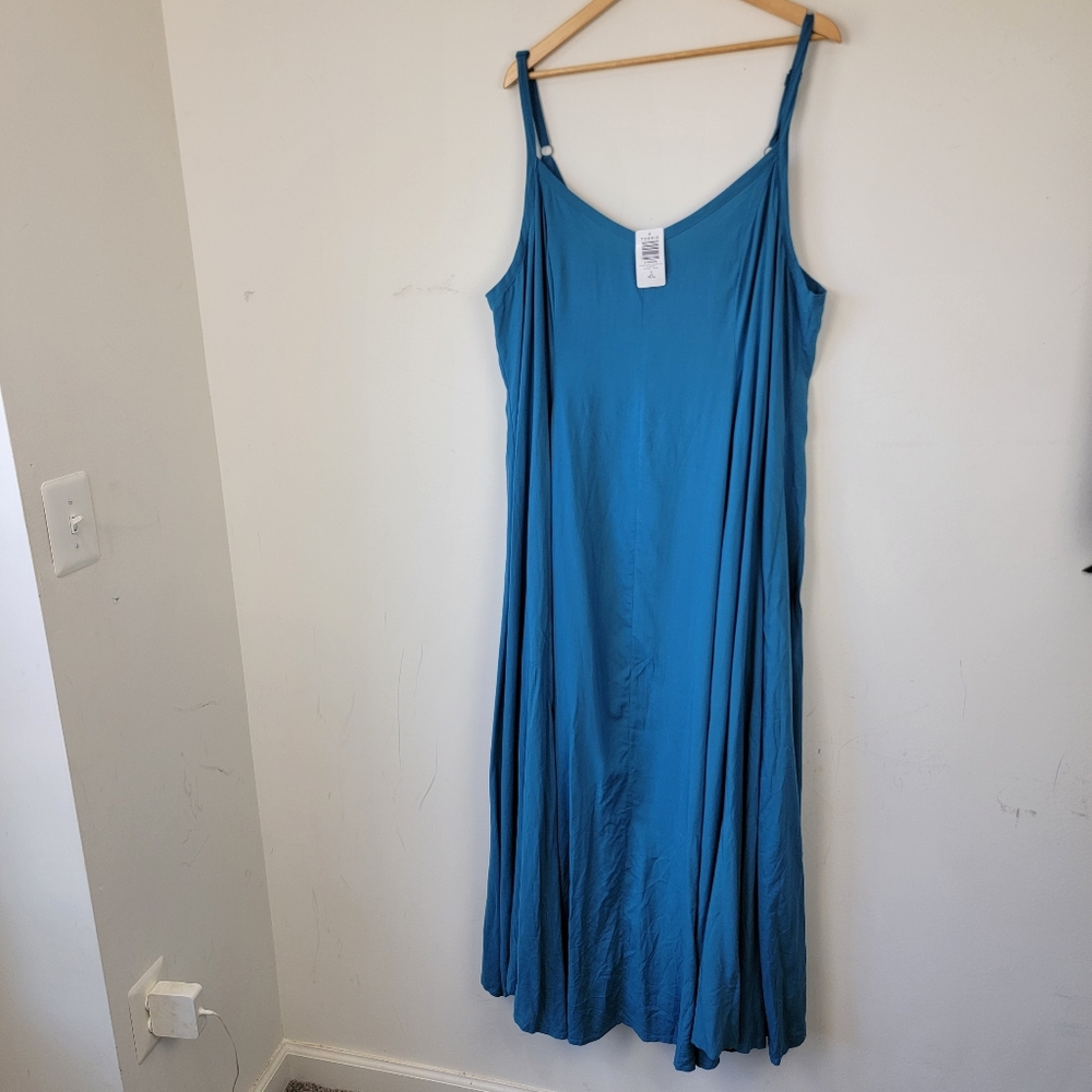 Torrid Maxi Challis Trapeze Dress 2X NWT Bluesteel Plus Size Sleeveless New - Picture 2 of 12